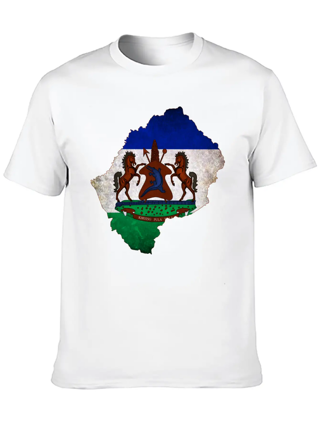 Lesotho Flag Map Breathable Soft Cotton T-Shirt – Timeless Casual Look