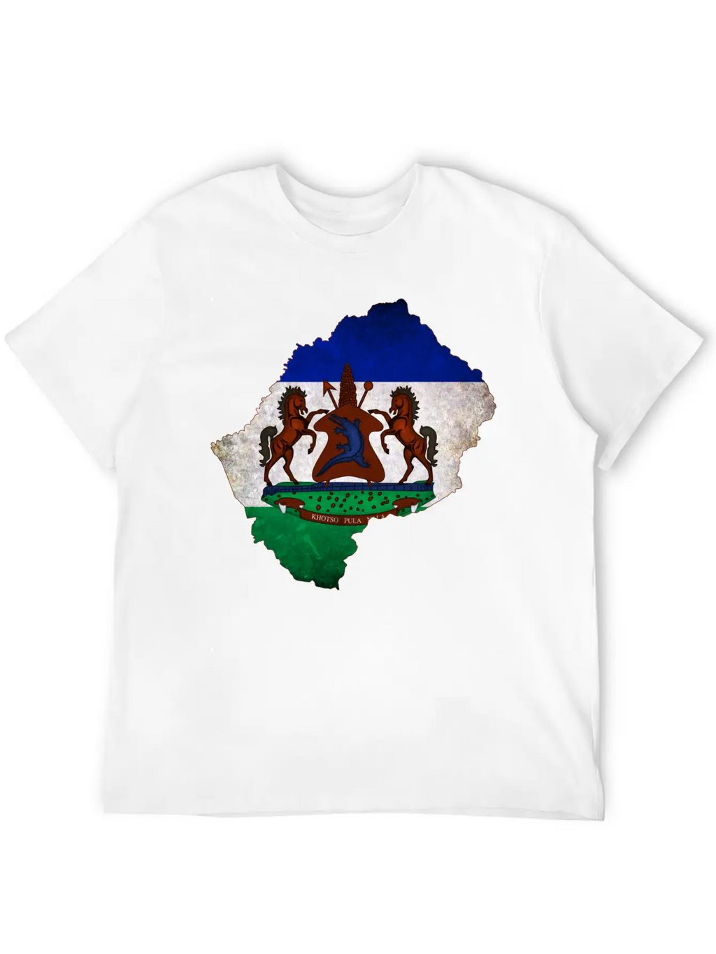 Lesotho Flag Map Breathable Soft Cotton T-Shirt – Timeless Casual Look
