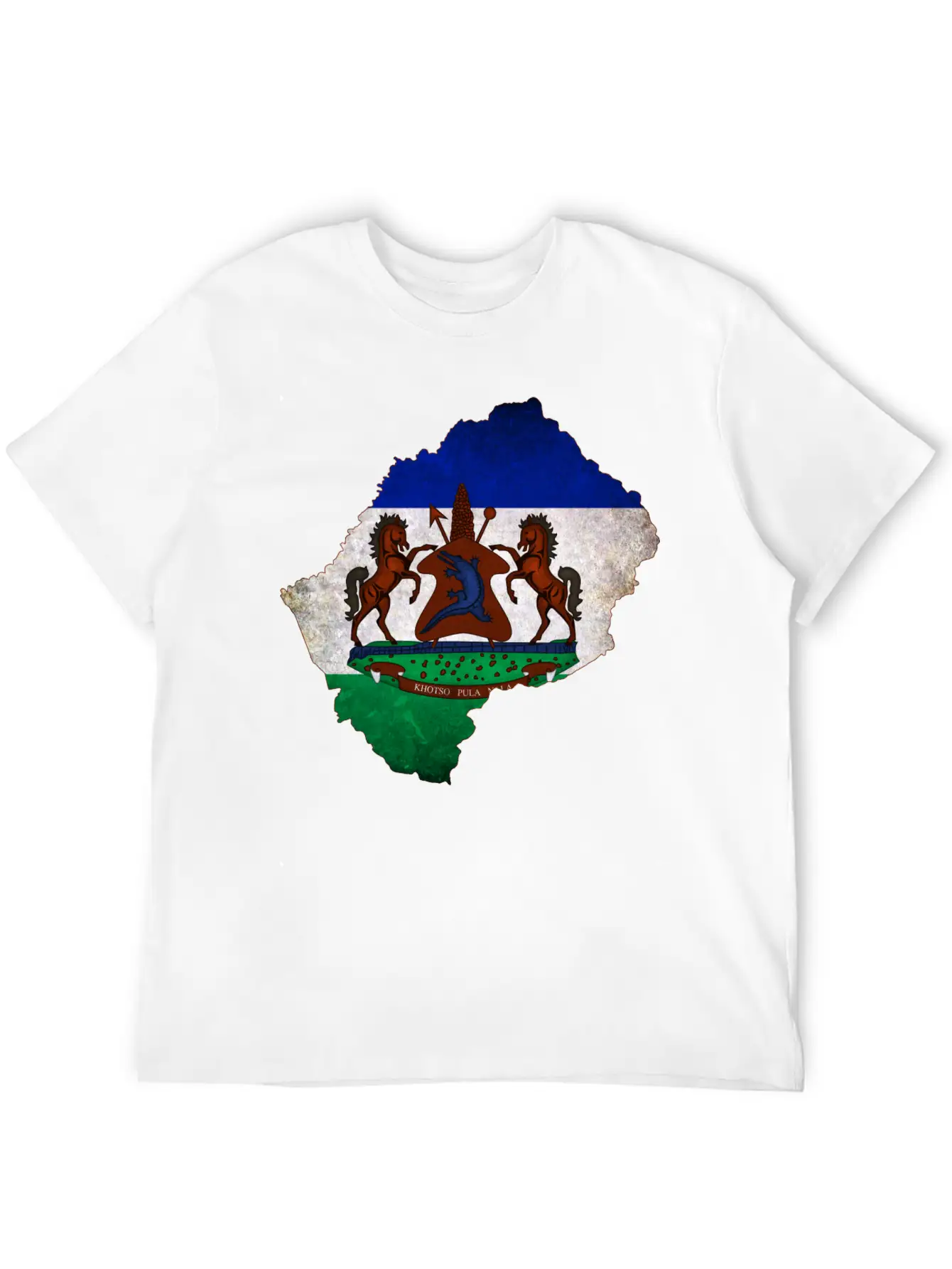 Lesotho Flag Map Breathable Soft Cotton T-Shirt – Timeless Casual Look