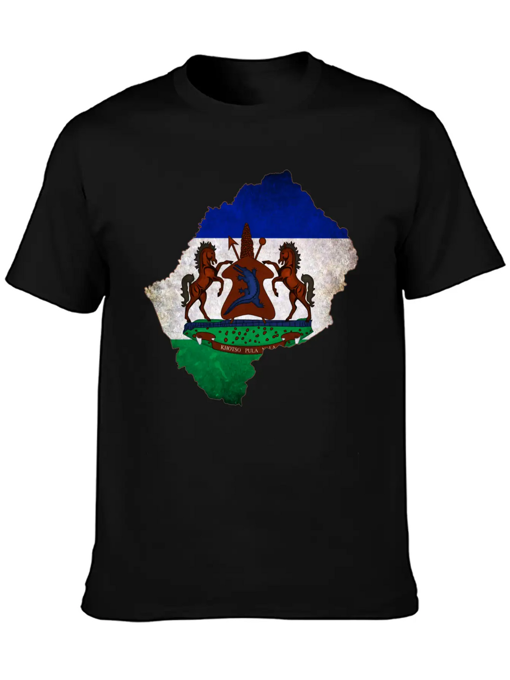 Lesotho Flag Map Breathable Soft Cotton T-Shirt – Timeless Casual Look