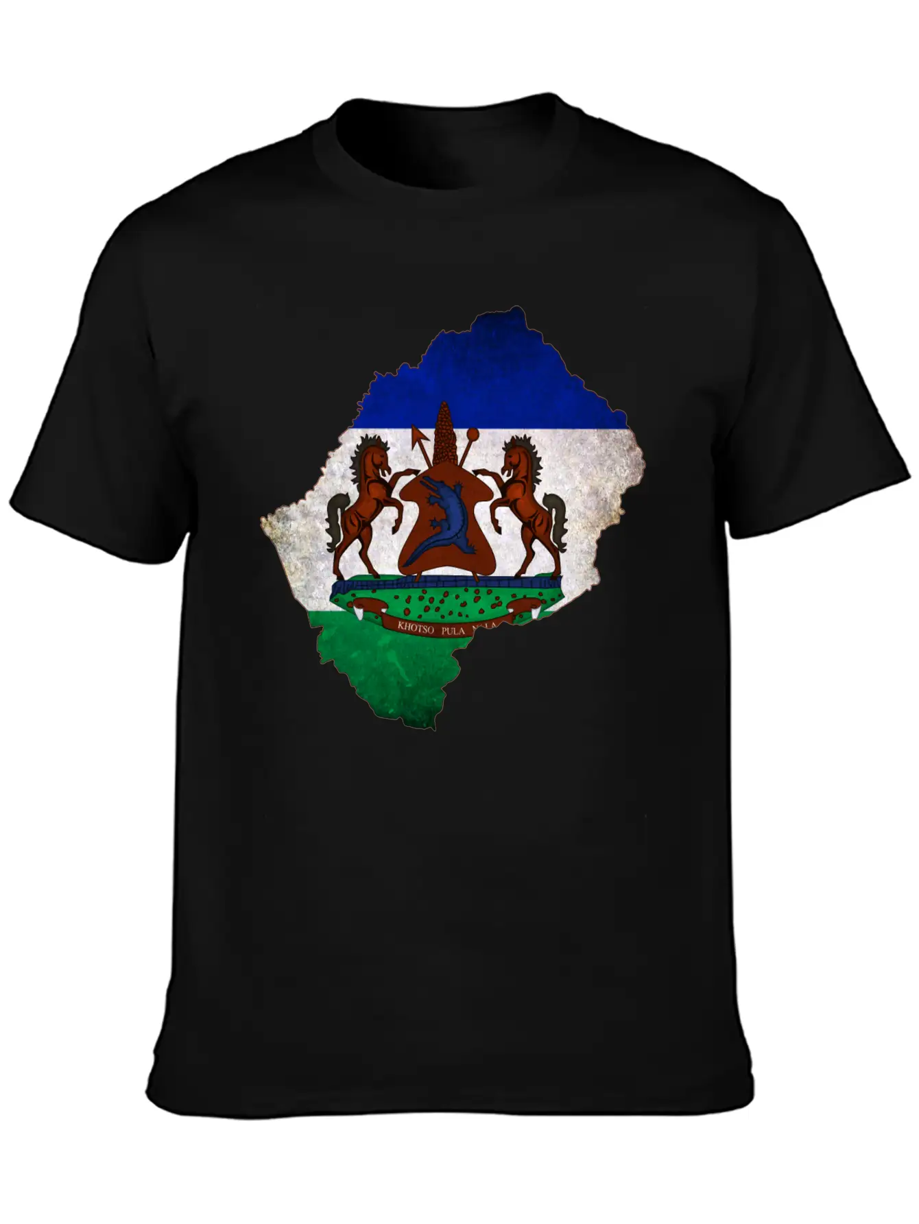 Lesotho Flag Map Breathable Soft Cotton T-Shirt – Timeless Casual Look