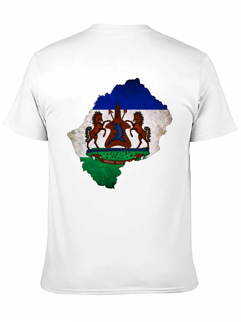 Lesotho Flag Map Breathable Soft Cotton T-Shirt – Timeless Casual Look