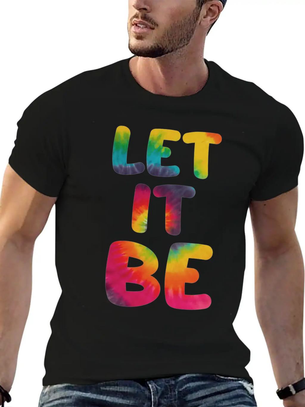 Let It Be Hippie Tie Dye Breathable Graphic T-Shirt – Perfect For Casual Days