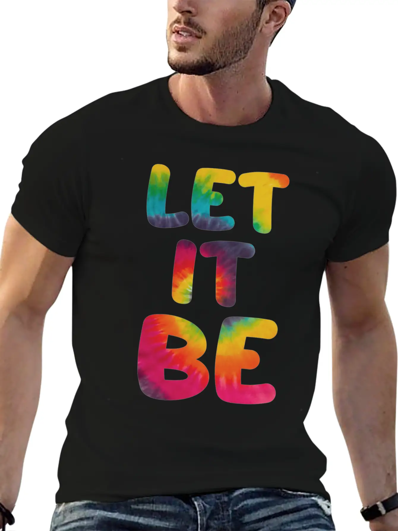 Let It Be Hippie Tie Dye Breathable Graphic T-Shirt – Perfect For Casual Days
