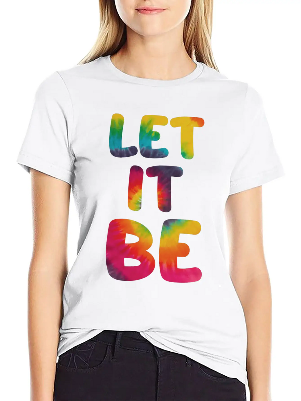 Let It Be Hippie Tie Dye Breathable Graphic T-Shirt – Perfect For Casual Days