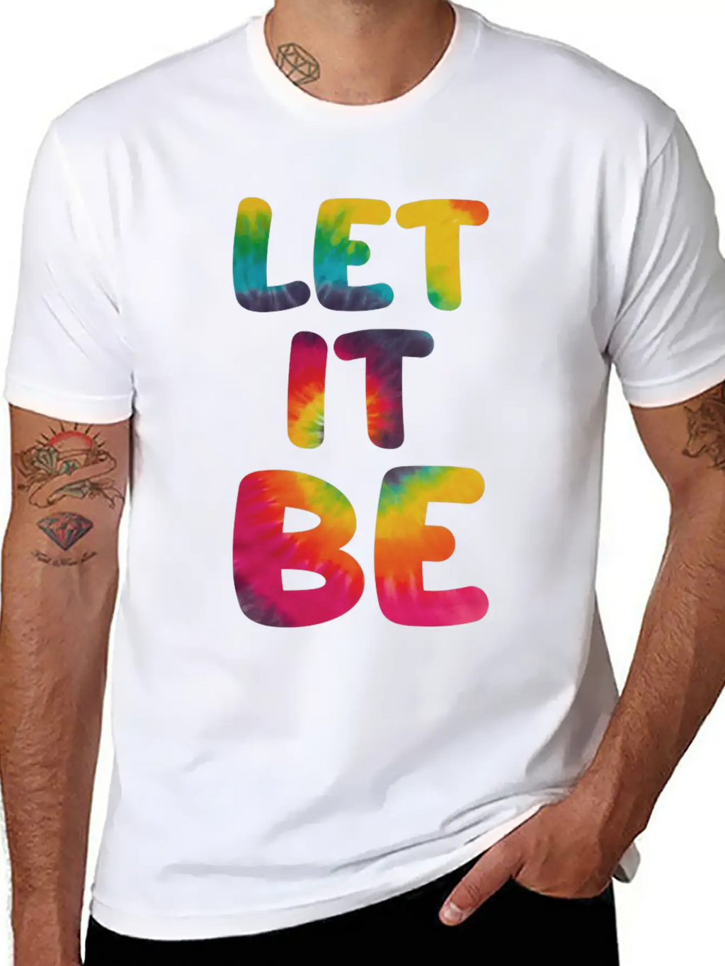 Let It Be Hippie Tie Dye Breathable Graphic T-Shirt – Perfect For Casual Days