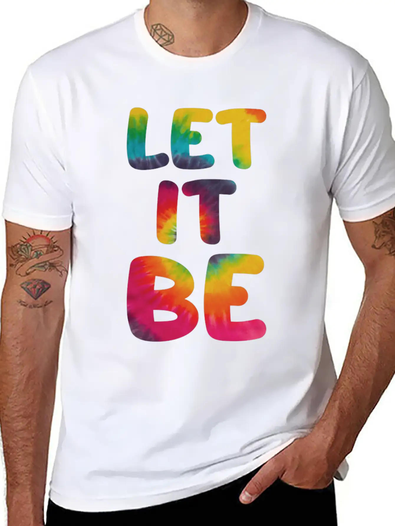 Let It Be Hippie Tie Dye Breathable Graphic T-Shirt – Perfect For Casual Days