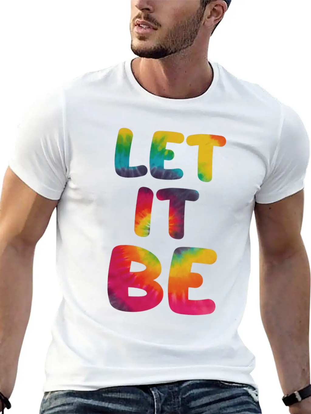 Let It Be Hippie Tie Dye Breathable Graphic T-Shirt – Perfect For Casual Days