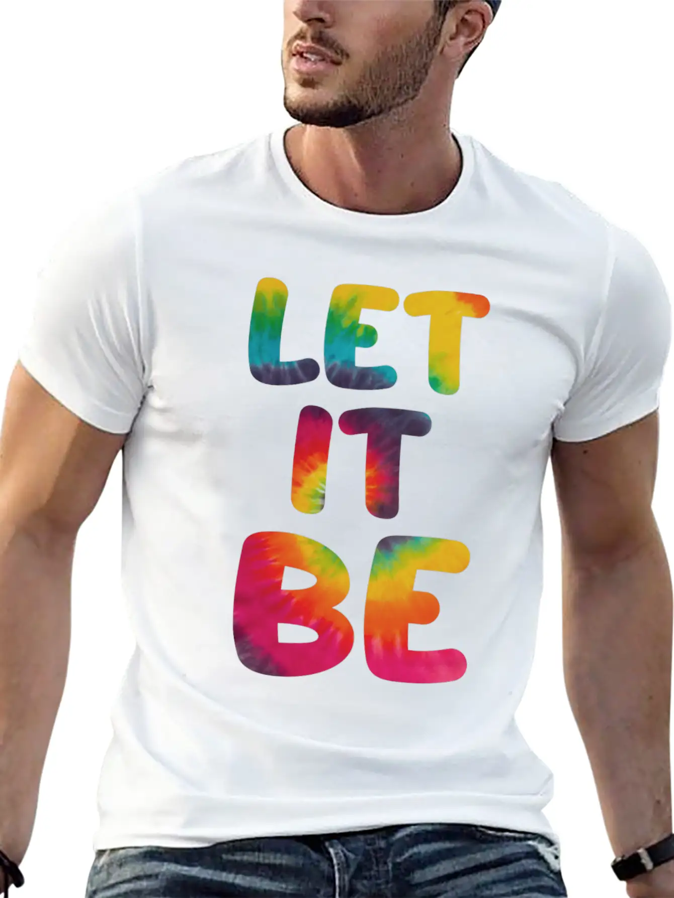 Let It Be Hippie Tie Dye Breathable Graphic T-Shirt – Perfect For Casual Days