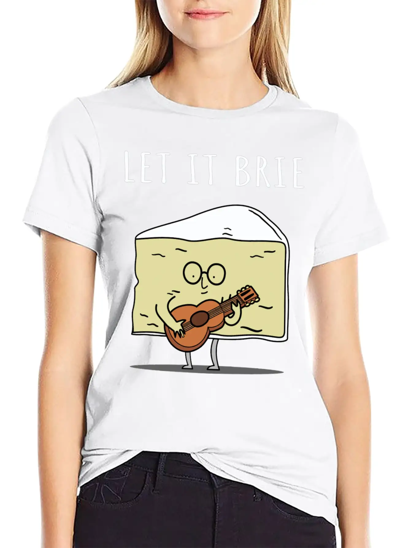 Let It Brie Cheese Musician With Guitar Relaxed Everyday Tee – Lightweight And Durable Cotton