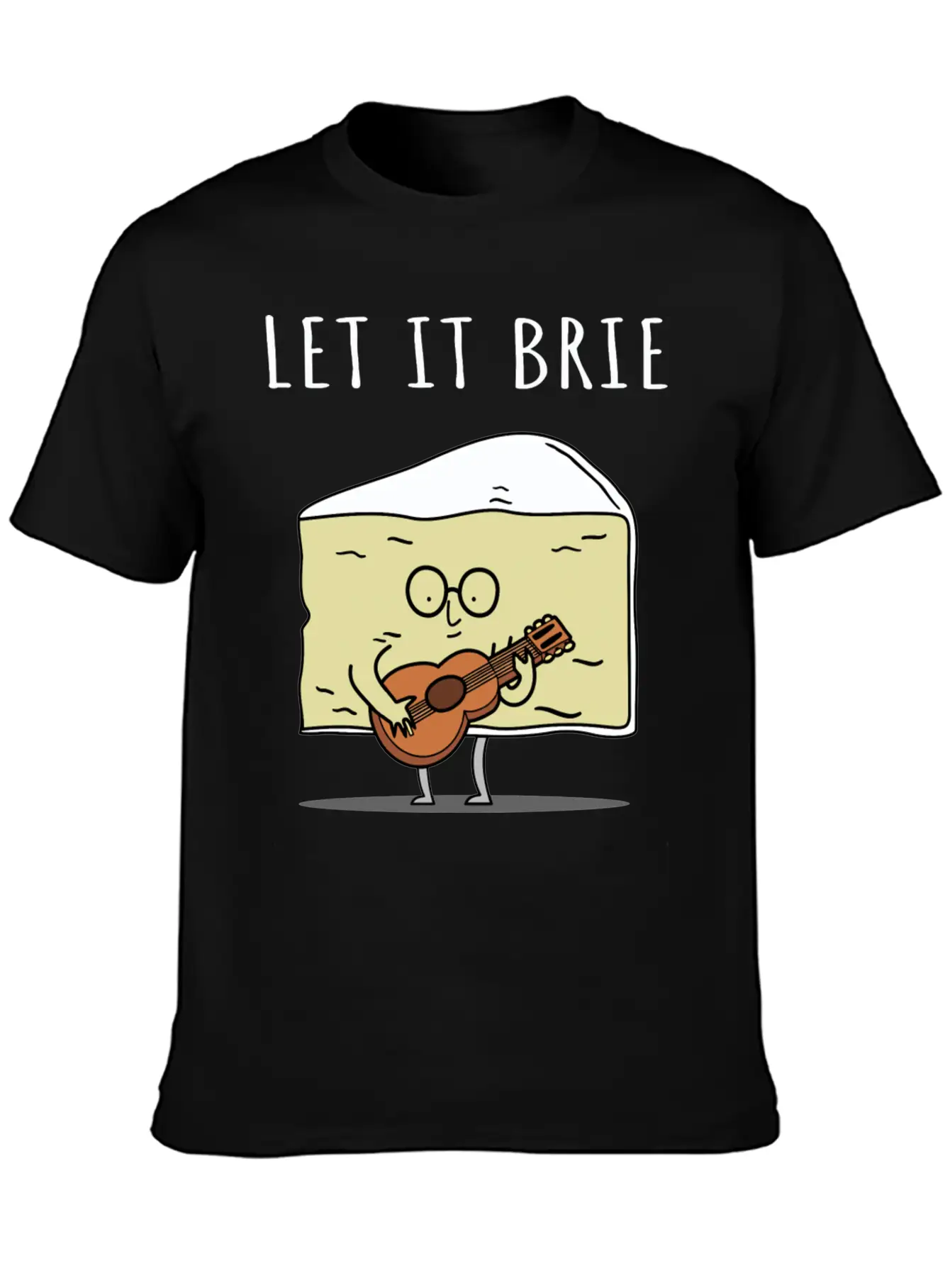 Let It Brie Cheese Musician With Guitar Relaxed Everyday Tee – Lightweight And Durable Cotton