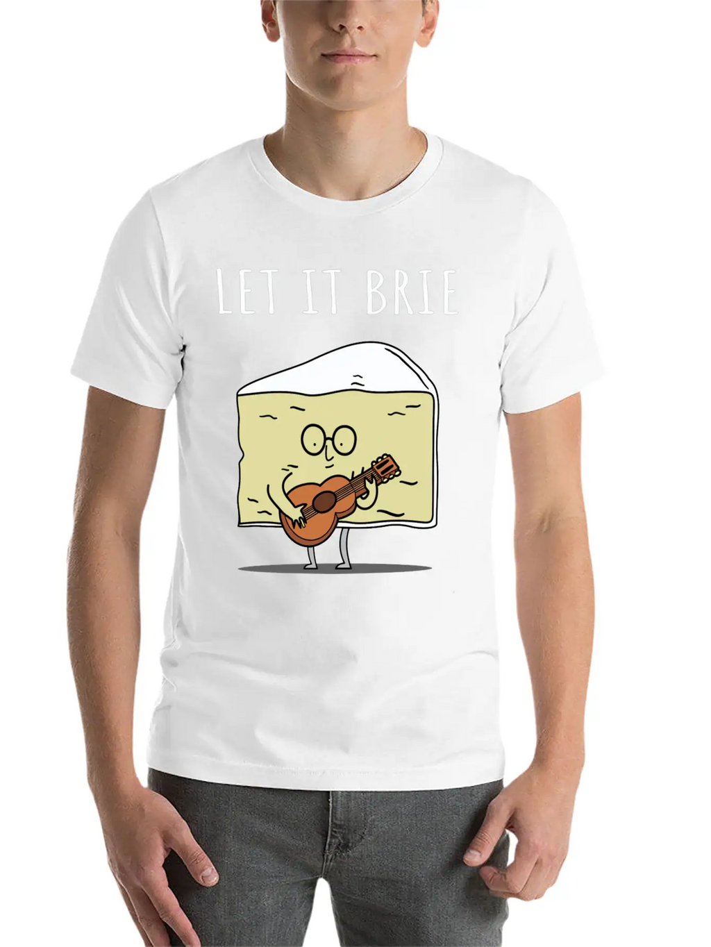 Let It Brie Cheese Musician With Guitar Relaxed Everyday Tee – Lightweight And Durable Cotton