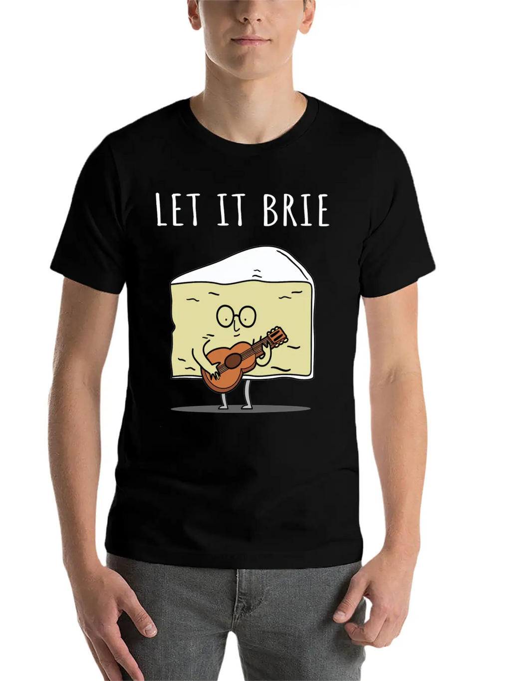 Let It Brie Cheese Musician With Guitar Relaxed Everyday Tee – Lightweight And Durable Cotton