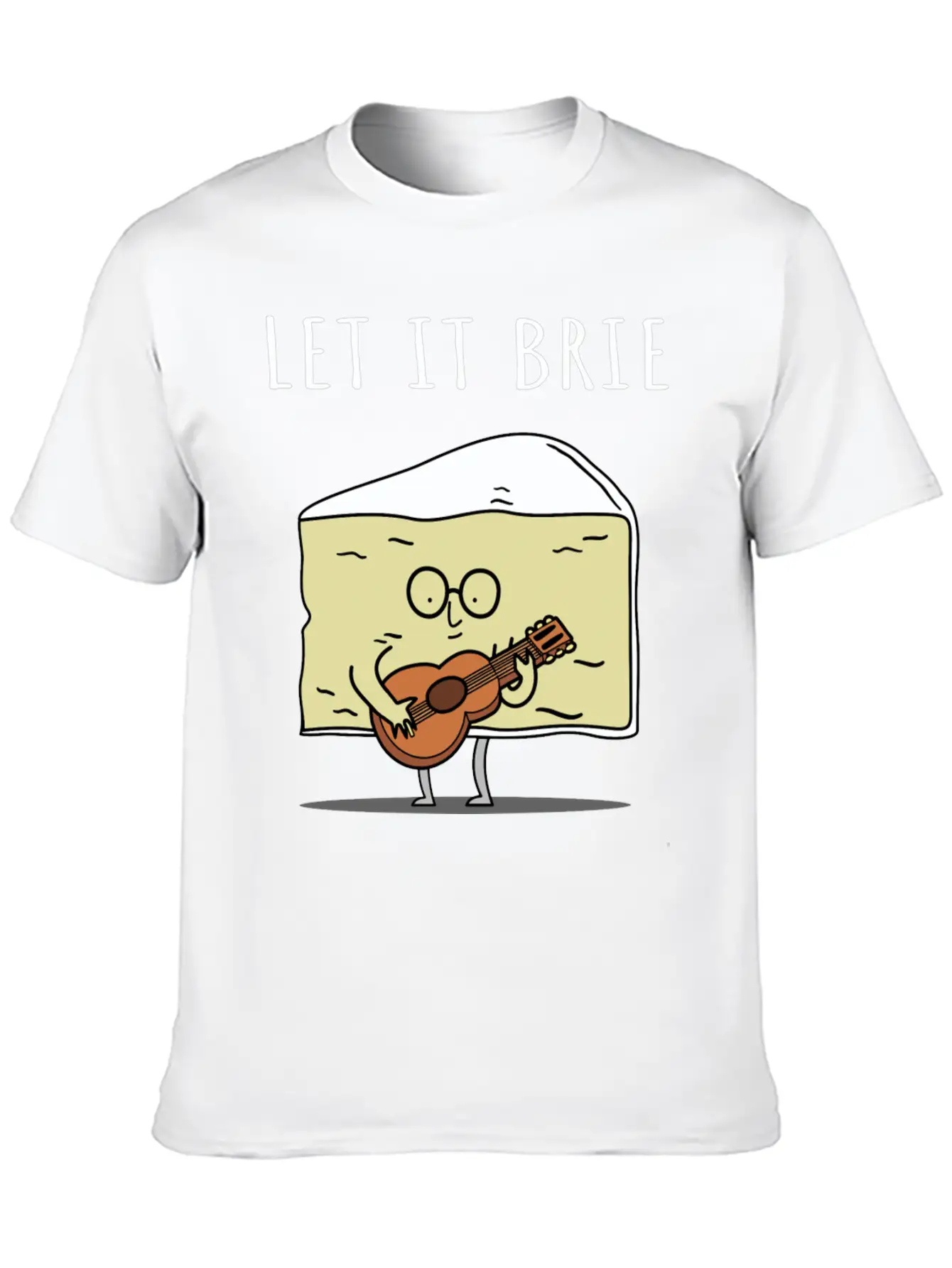 Let It Brie Cheese Musician With Guitar Relaxed Everyday Tee – Lightweight And Durable Cotton