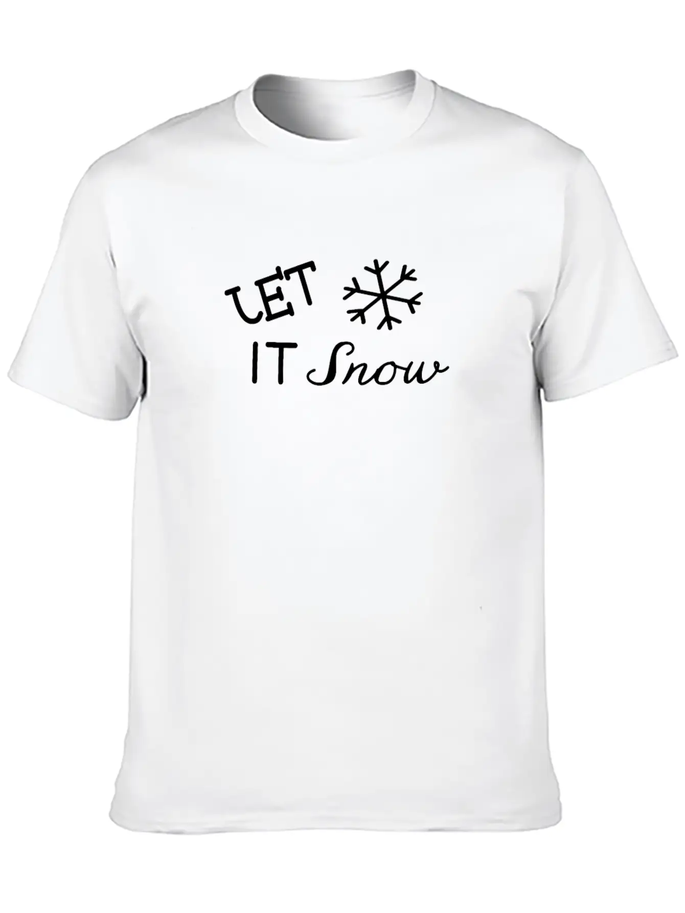 Let It Snow Cool Ice Frost Christmas Snow Flake Basic Graphic T-Shirt – Daily Comfort In Soft Cotton