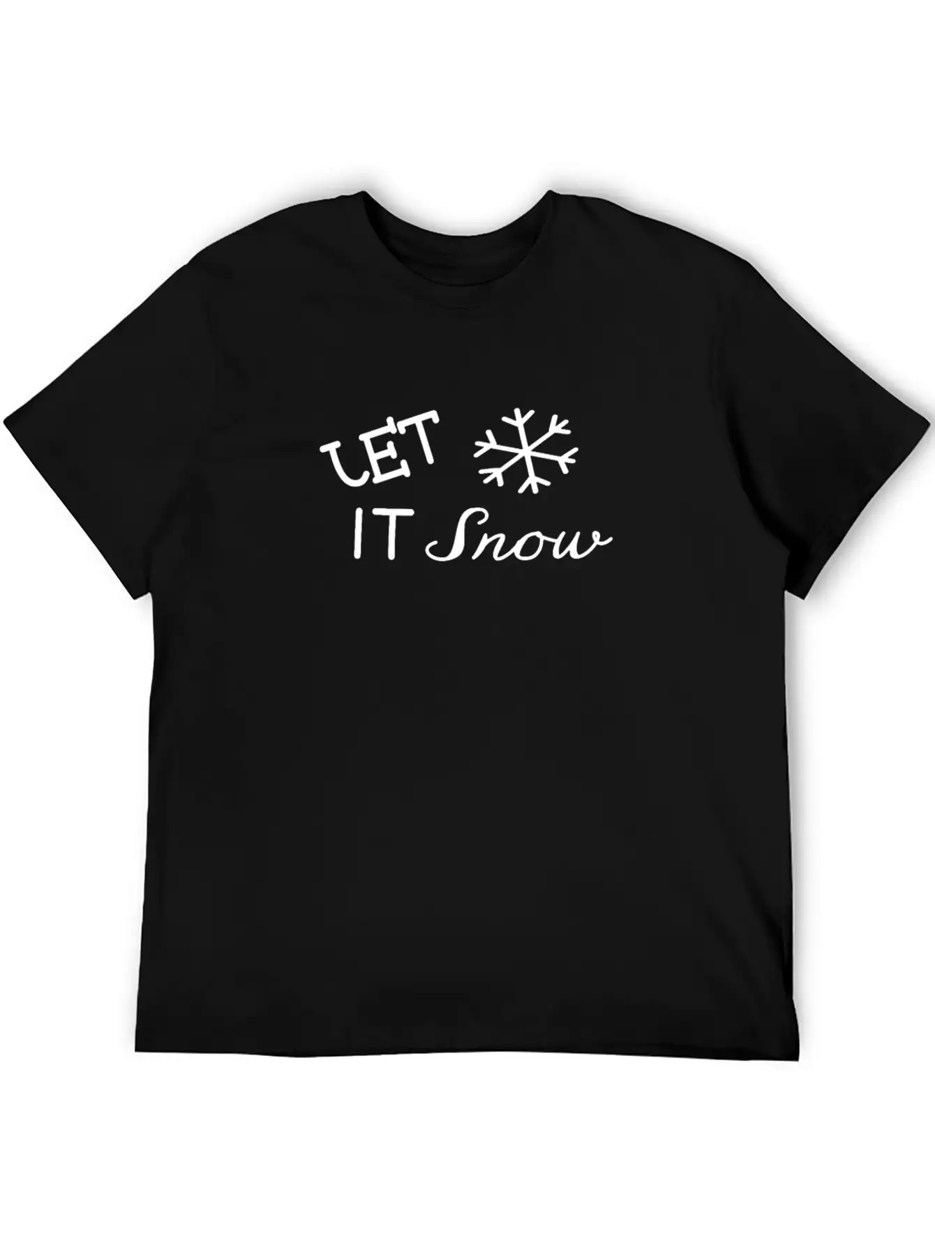 Let It Snow Cool Ice Frost Christmas Snow Flake Basic Graphic T-Shirt – Daily Comfort In Soft Cotton