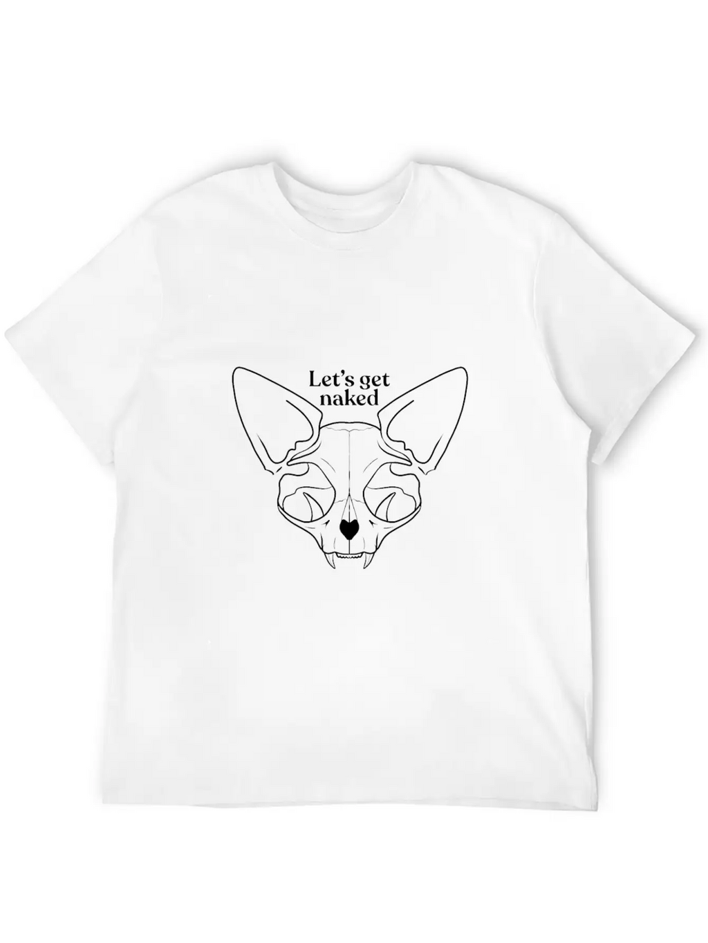 Let's Get Naked - Chubby Sphynx Cat - Line Art - H Classic Cotton Tee – Unisex Comfort For Any Season