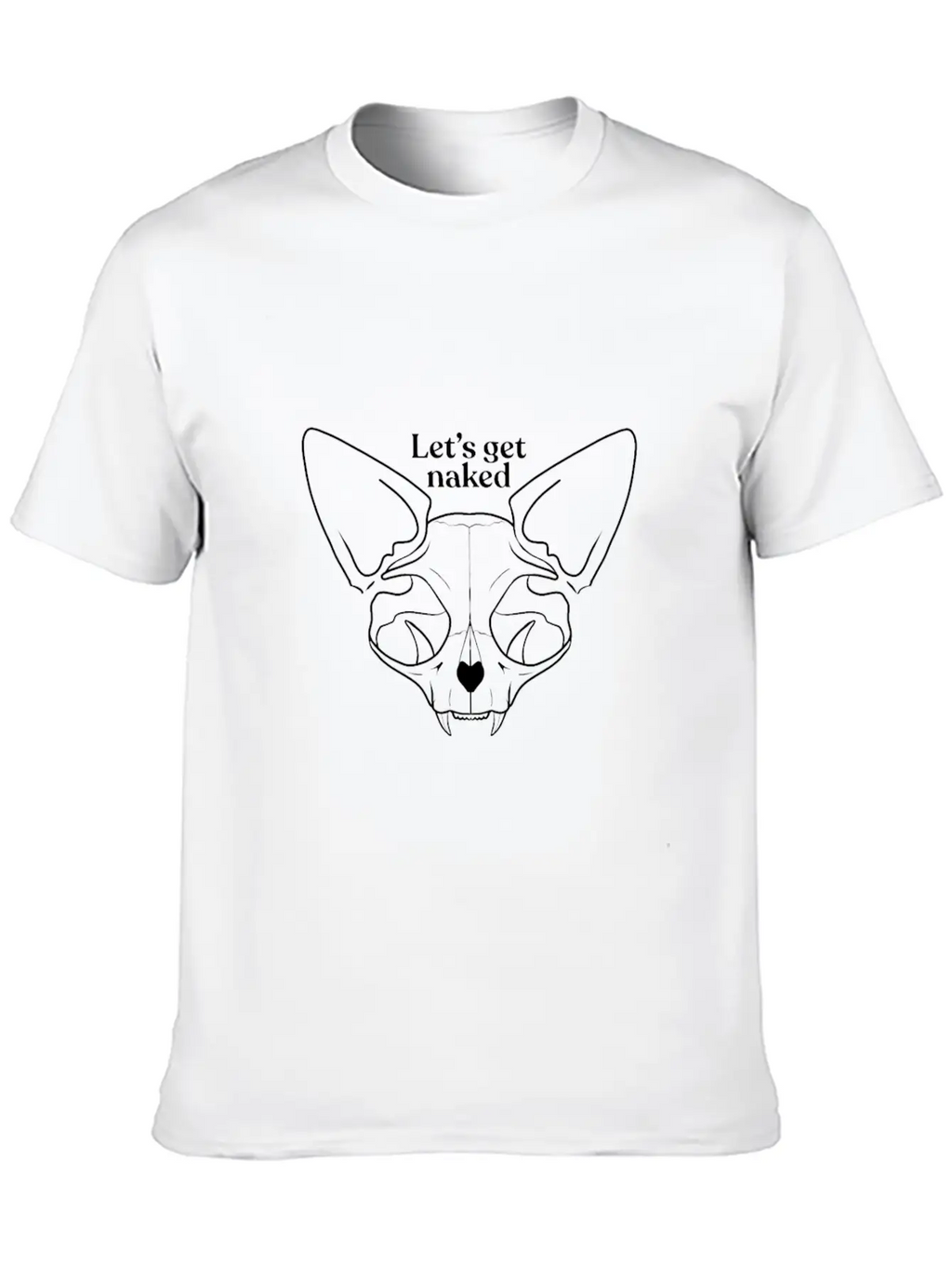 Let's Get Naked - Chubby Sphynx Cat - Line Art - H Classic Cotton Tee – Unisex Comfort For Any Season