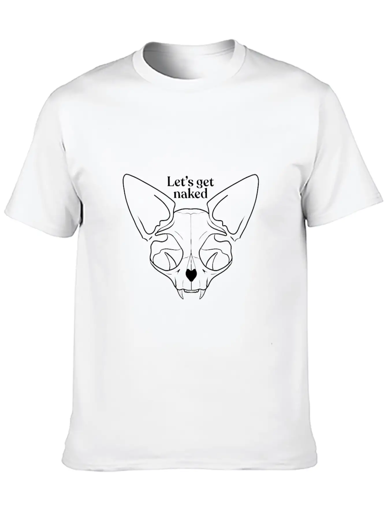 Let's Get Naked - Chubby Sphynx Cat - Line Art - H Classic Cotton Tee – Unisex Comfort For Any Season