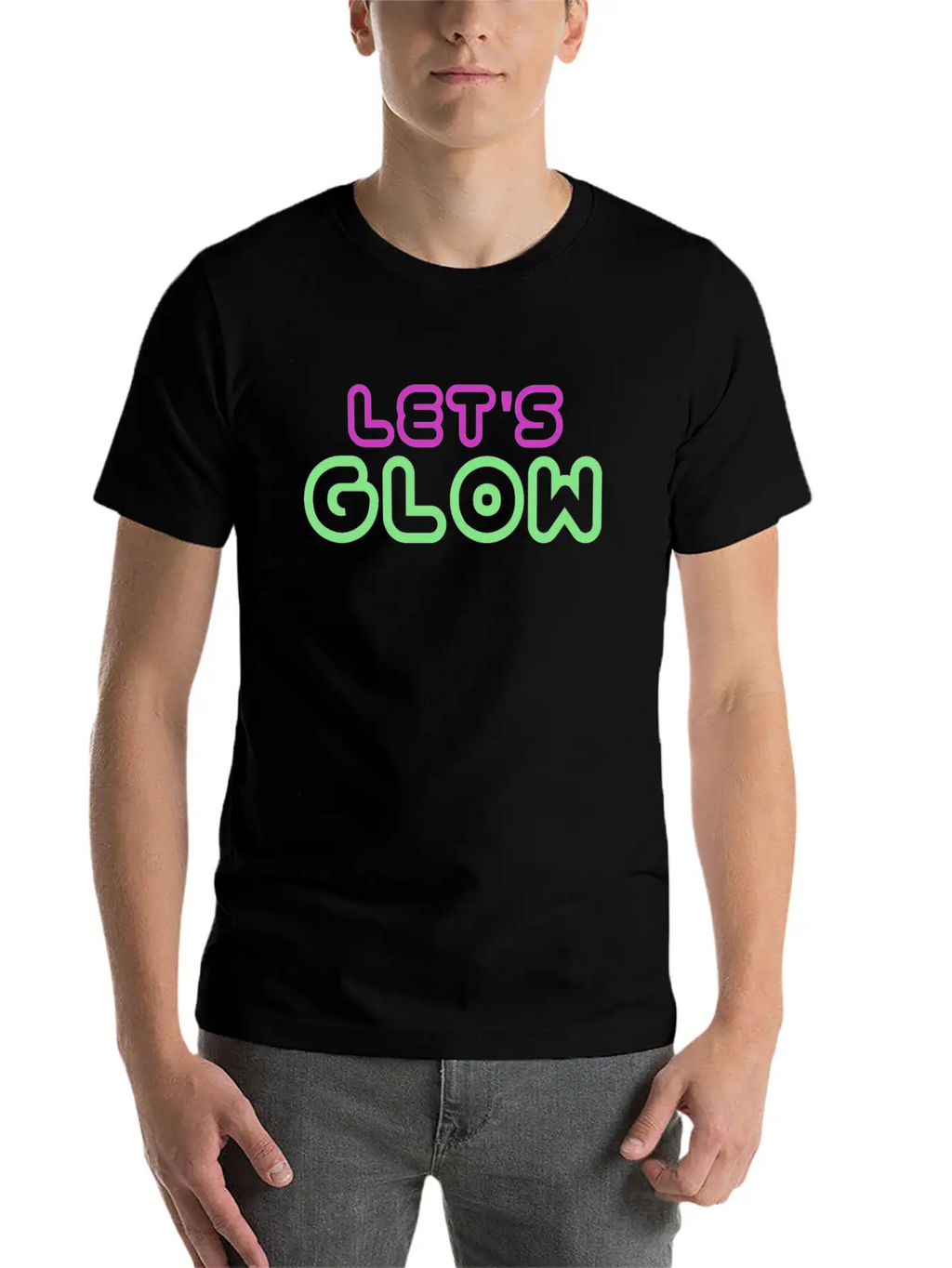 Let's Glow Glowing Effect Party 80's Retro Novelty Timeless Short Sleeve Tee – Comfy And Minimalist Design