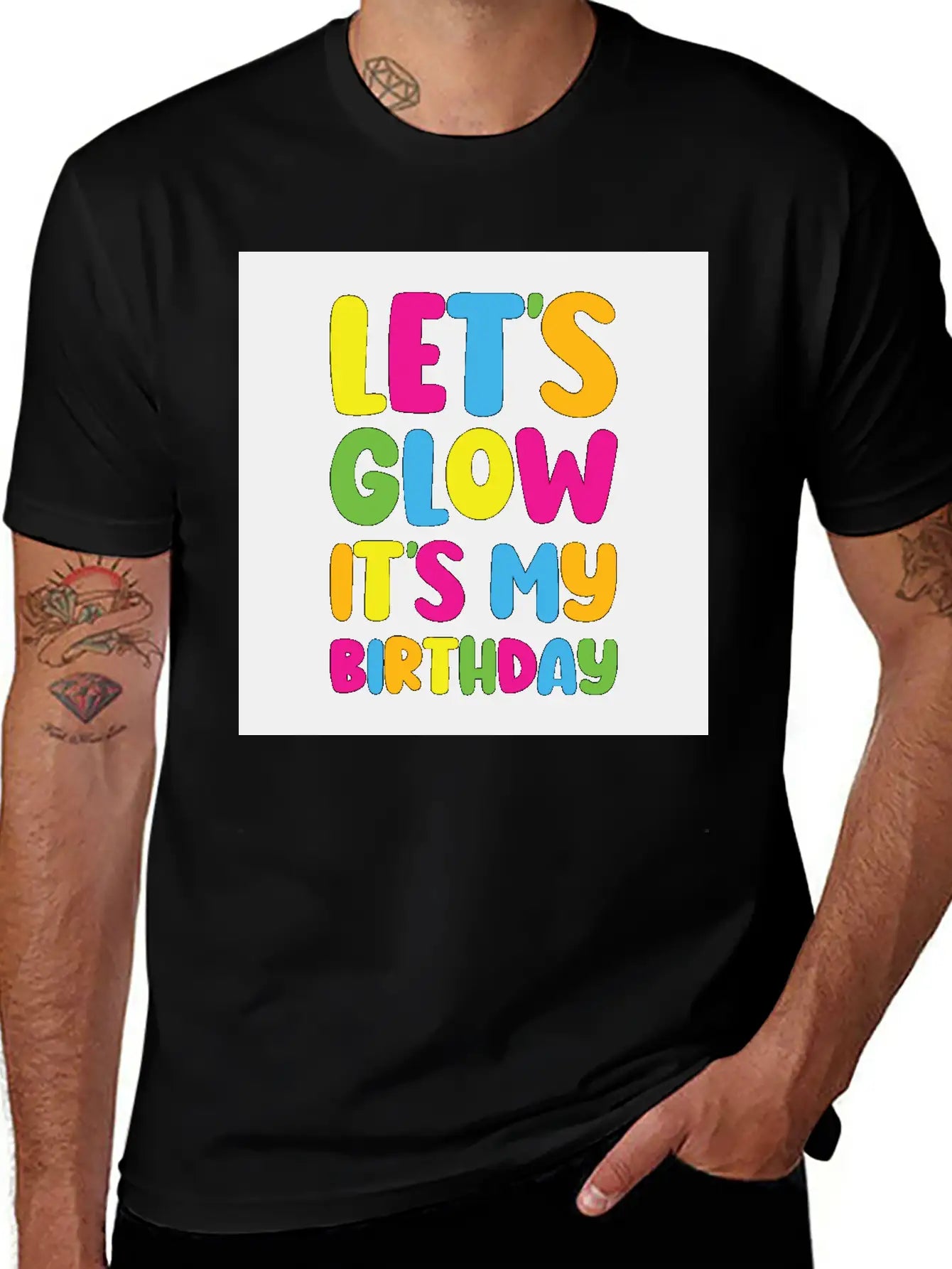 Let's Glow It's My Birthday 80s Birthday Party Stylish Everyday T-Shirt – Unisex Basic Cotton Tee