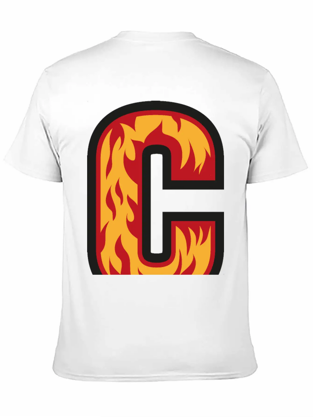Letter C With Flames - Letter On Fire 🔥 Stylish Everyday T-Shirt – Unisex Basic Cotton Tee