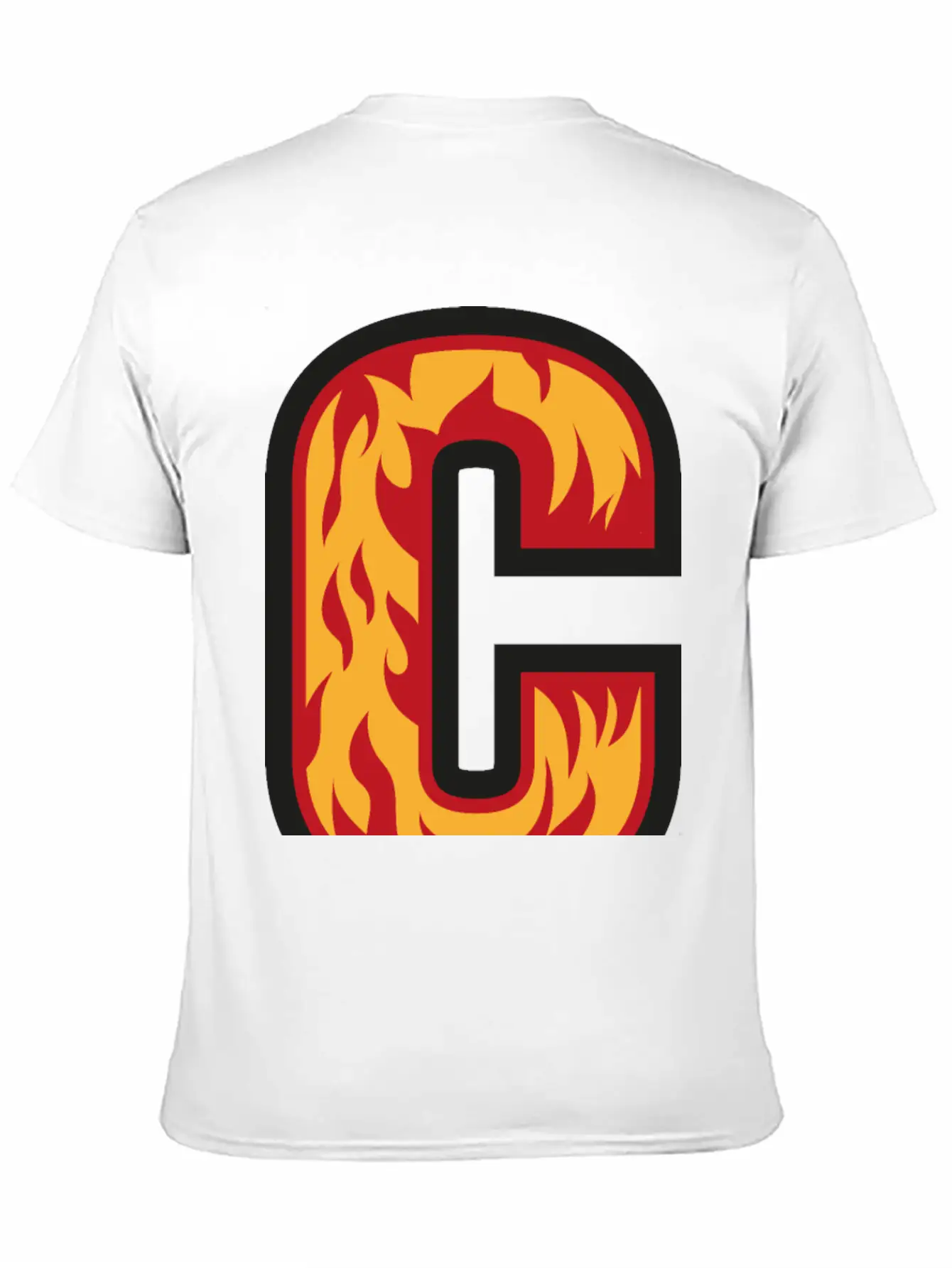 Letter C With Flames - Letter On Fire 🔥 Stylish Everyday T-Shirt – Unisex Basic Cotton Tee