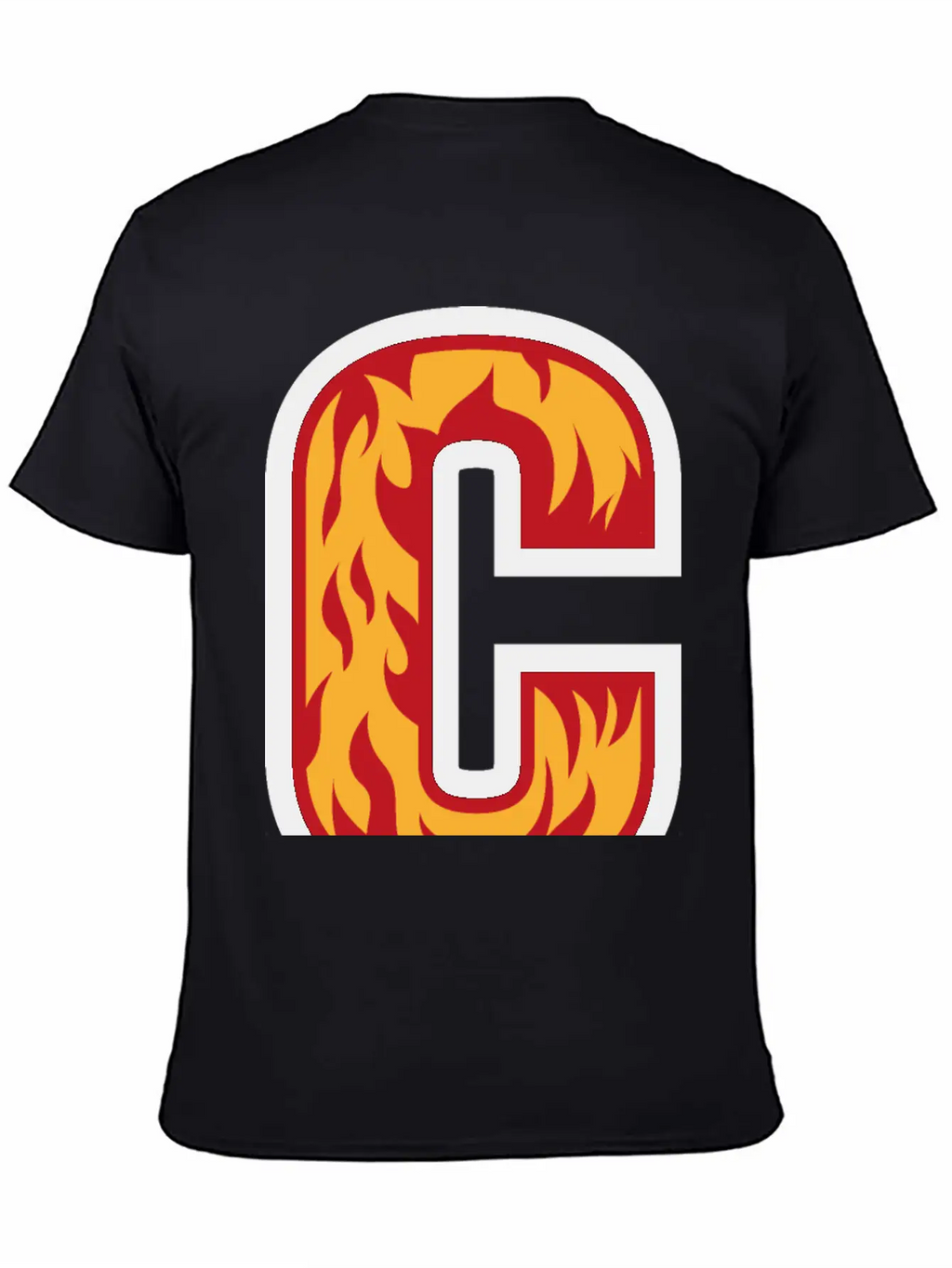 Letter C With Flames - Letter On Fire 🔥 Stylish Everyday T-Shirt – Unisex Basic Cotton Tee