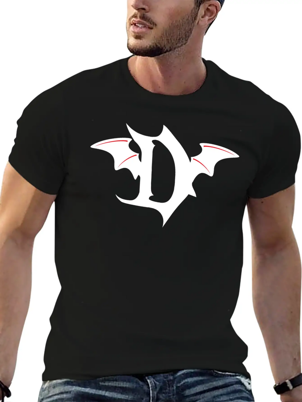 Letter D Gothic Bat Breathable Soft Cotton T-Shirt – Timeless Casual Look