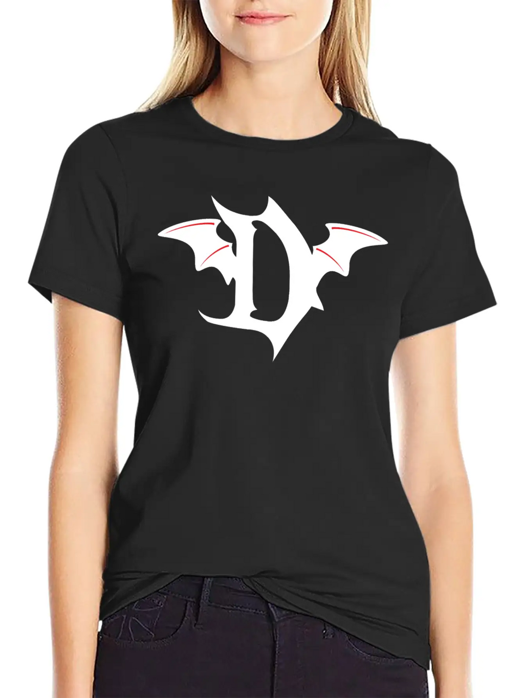 Letter D Gothic Bat Breathable Soft Cotton T-Shirt – Timeless Casual Look