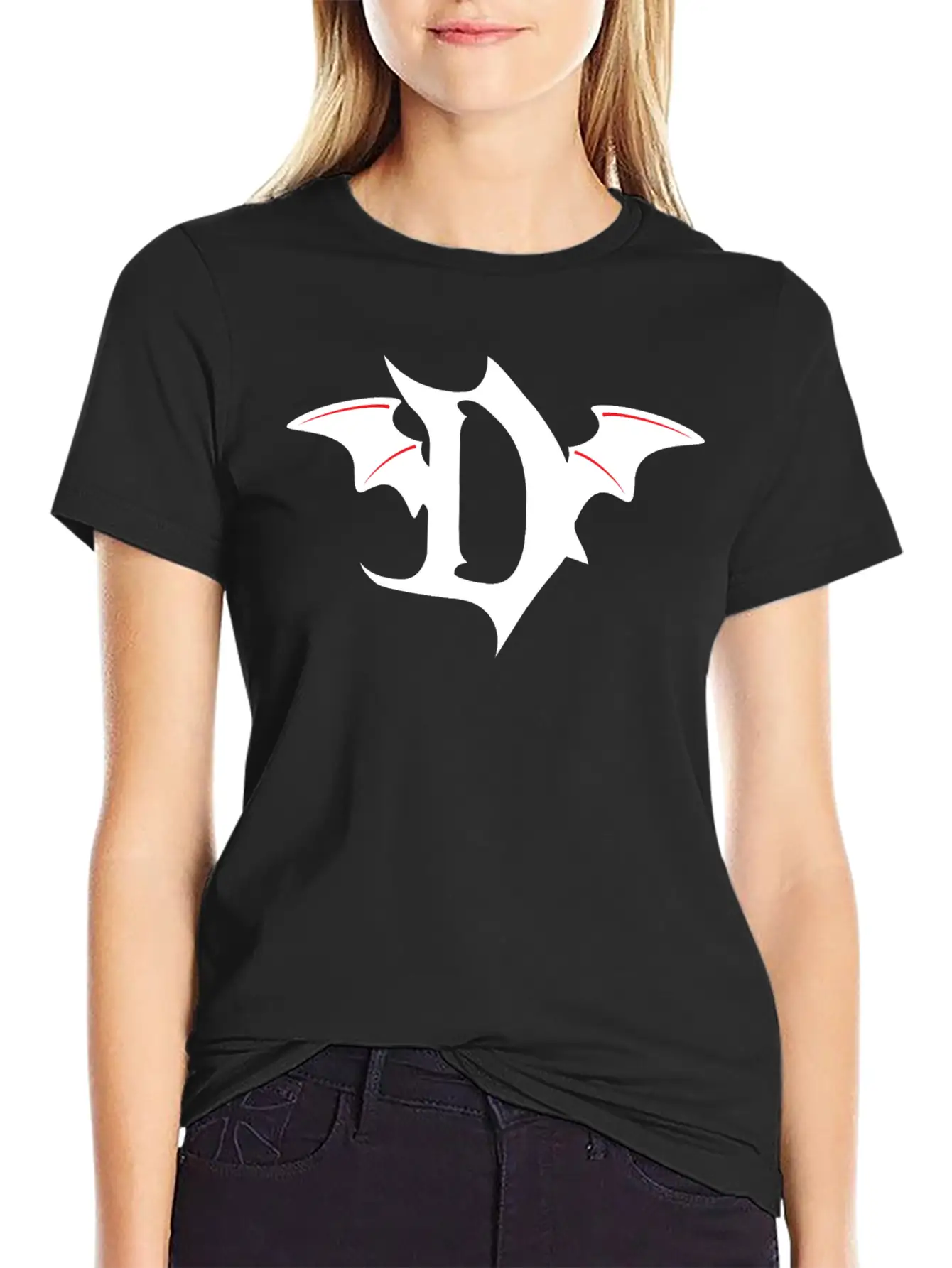 Letter D Gothic Bat Breathable Soft Cotton T-Shirt – Timeless Casual Look