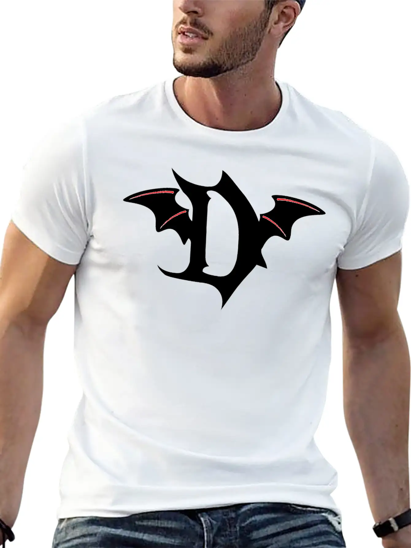 Letter D Gothic Bat Breathable Soft Cotton T-Shirt – Timeless Casual Look