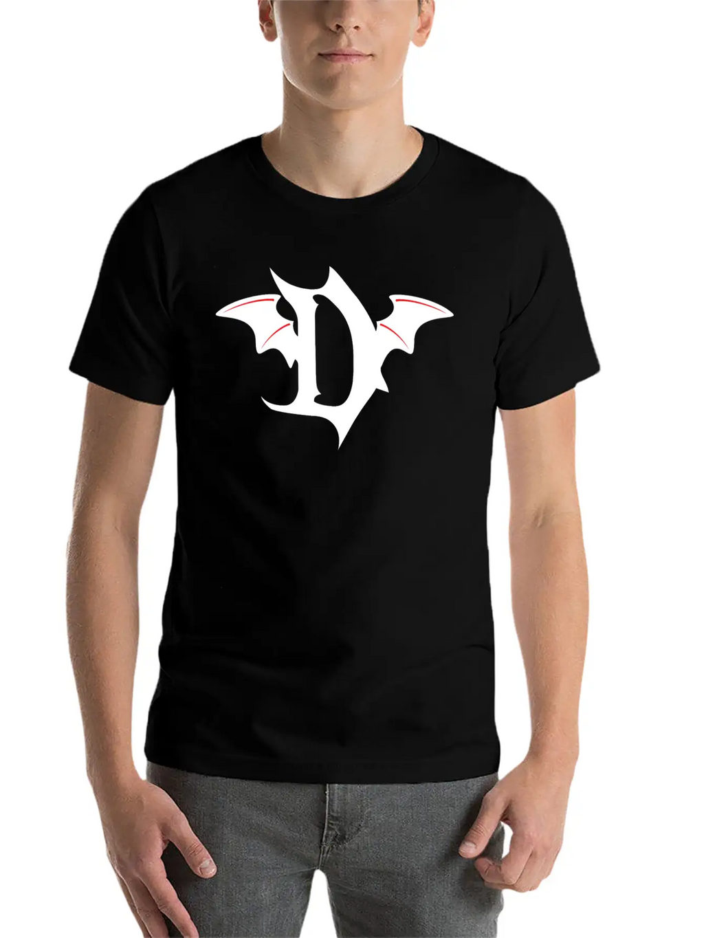 Letter D Gothic Bat Breathable Soft Cotton T-Shirt – Timeless Casual Look