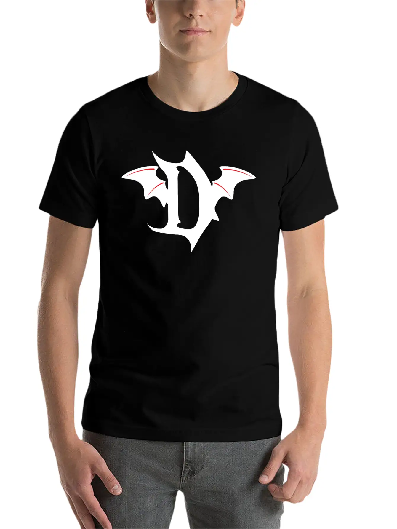 Letter D Gothic Bat Breathable Soft Cotton T-Shirt – Timeless Casual Look