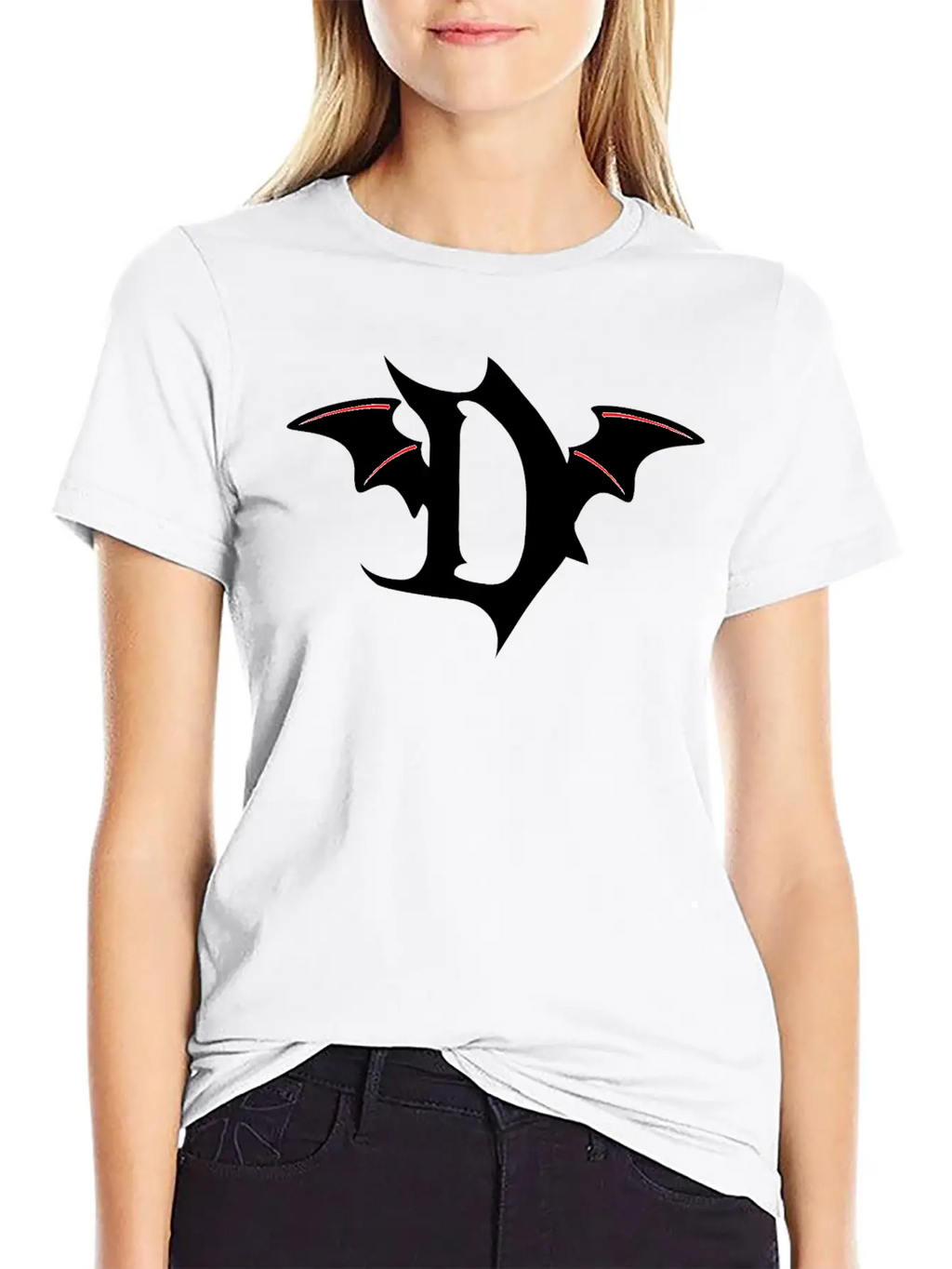 Letter D Gothic Bat Breathable Soft Cotton T-Shirt – Timeless Casual Look