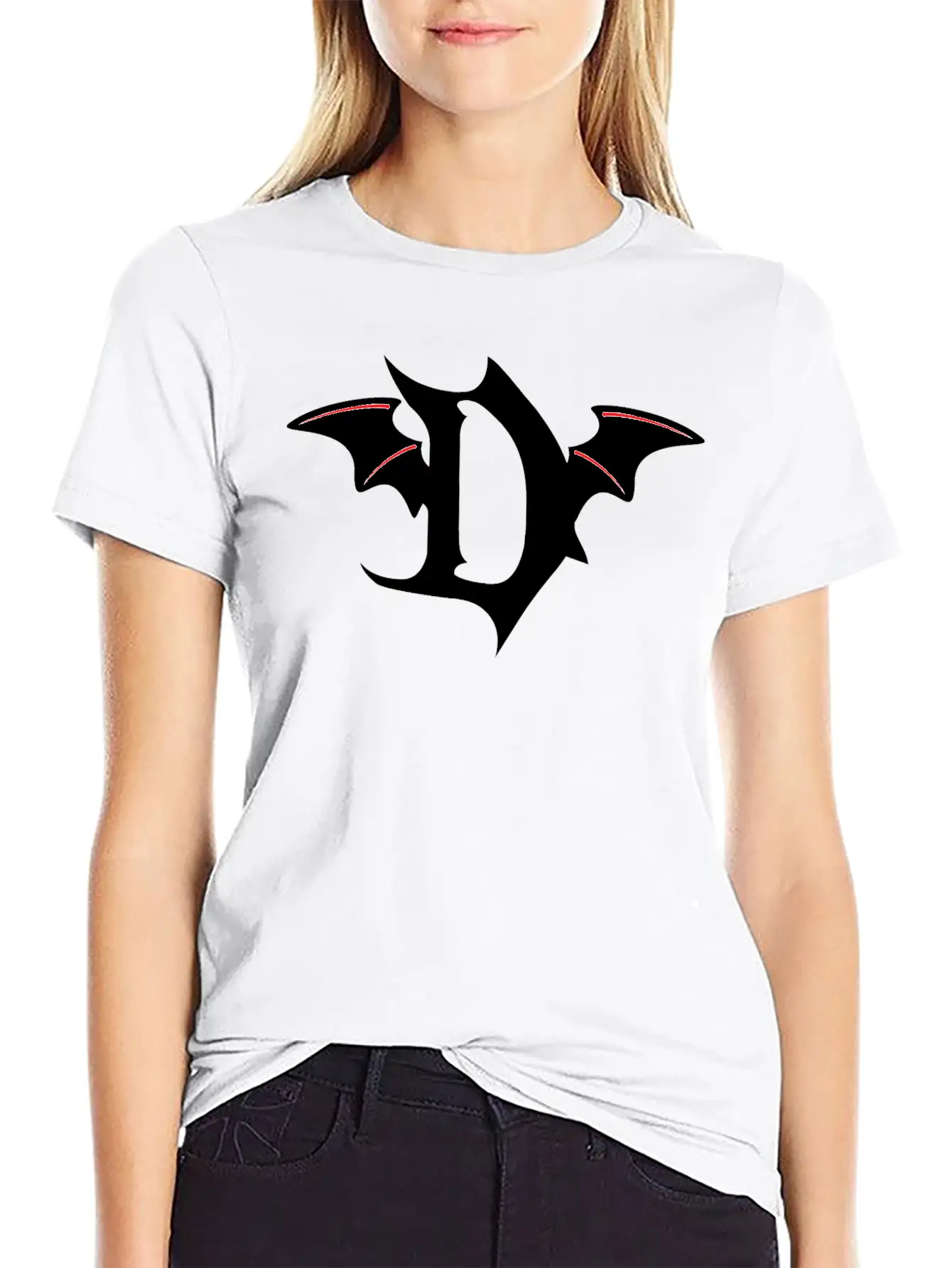 Letter D Gothic Bat Breathable Soft Cotton T-Shirt – Timeless Casual Look