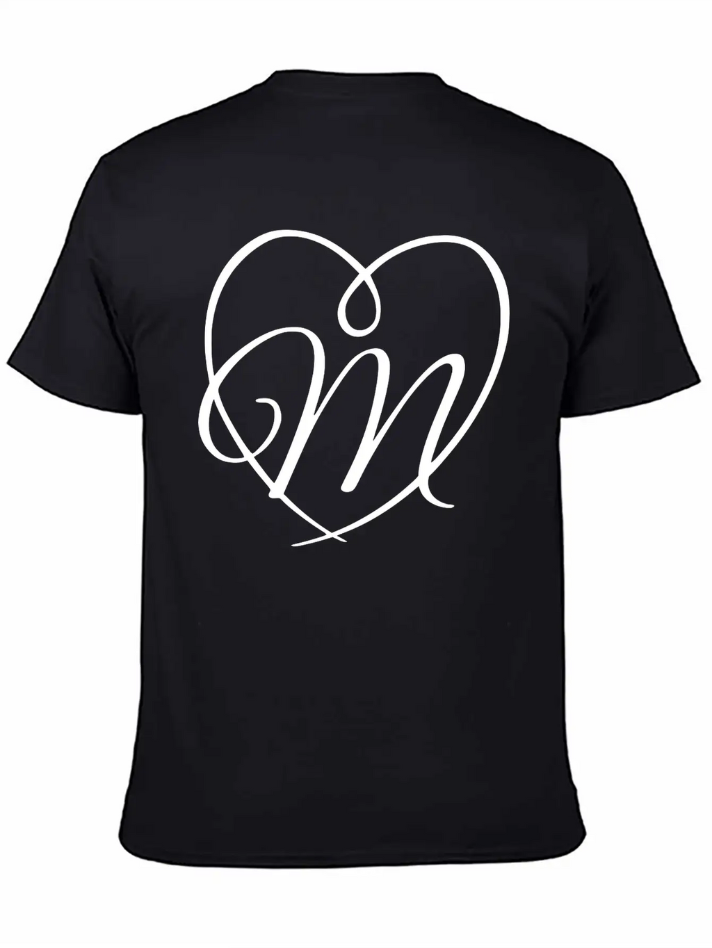 Letter M Heart Calligraphy Unisex Casual T-Shirt – Clean Design For Daily Comfort