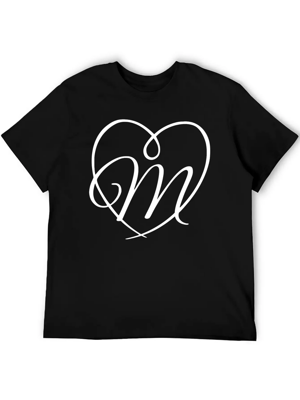 Letter M Heart Calligraphy Unisex Casual T-Shirt – Clean Design For Daily Comfort