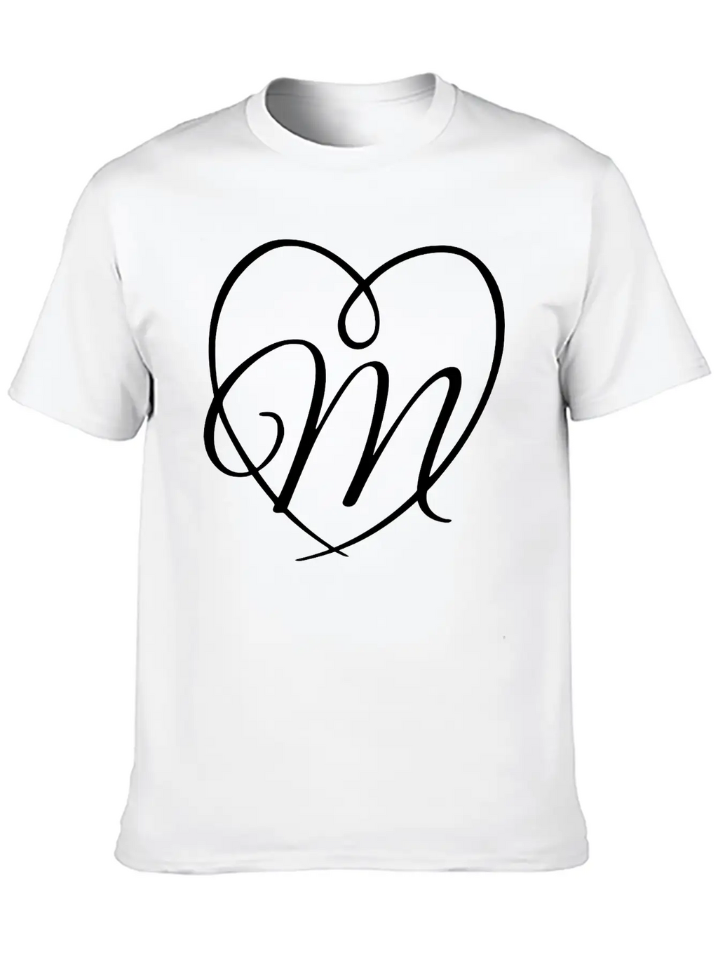 Letter M Heart Calligraphy Unisex Casual T-Shirt – Clean Design For Daily Comfort