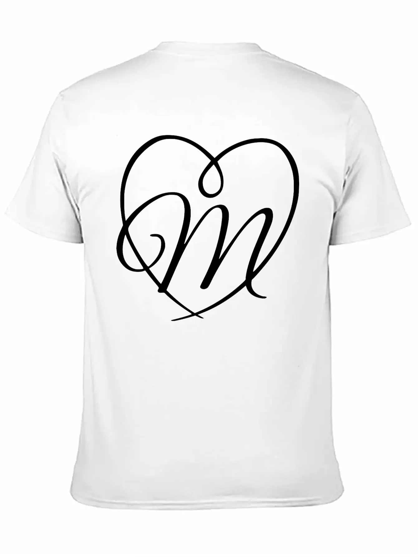 Letter M Heart Calligraphy Unisex Casual T-Shirt – Clean Design For Daily Comfort