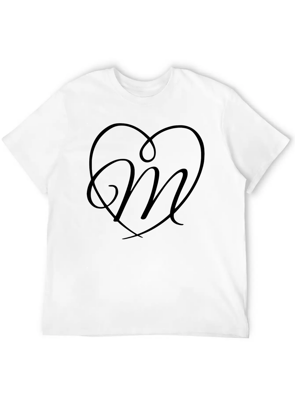 Letter M Heart Calligraphy Unisex Casual T-Shirt – Clean Design For Daily Comfort