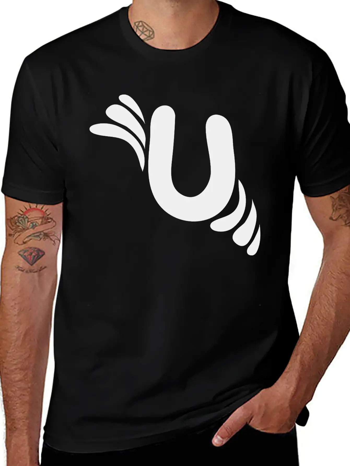Letter U & Pattern Classic Cotton Tee – Unisex Comfort For Any Season