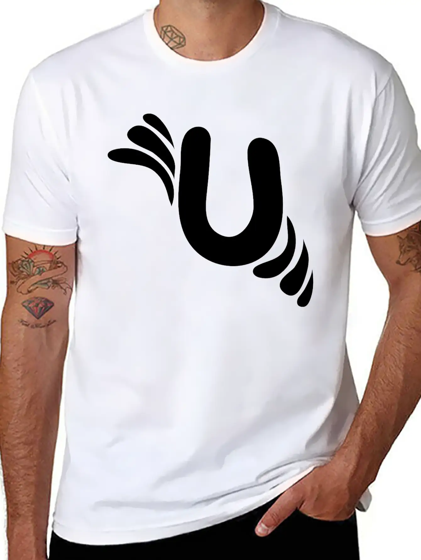Letter U & Pattern Classic Cotton Tee – Unisex Comfort For Any Season