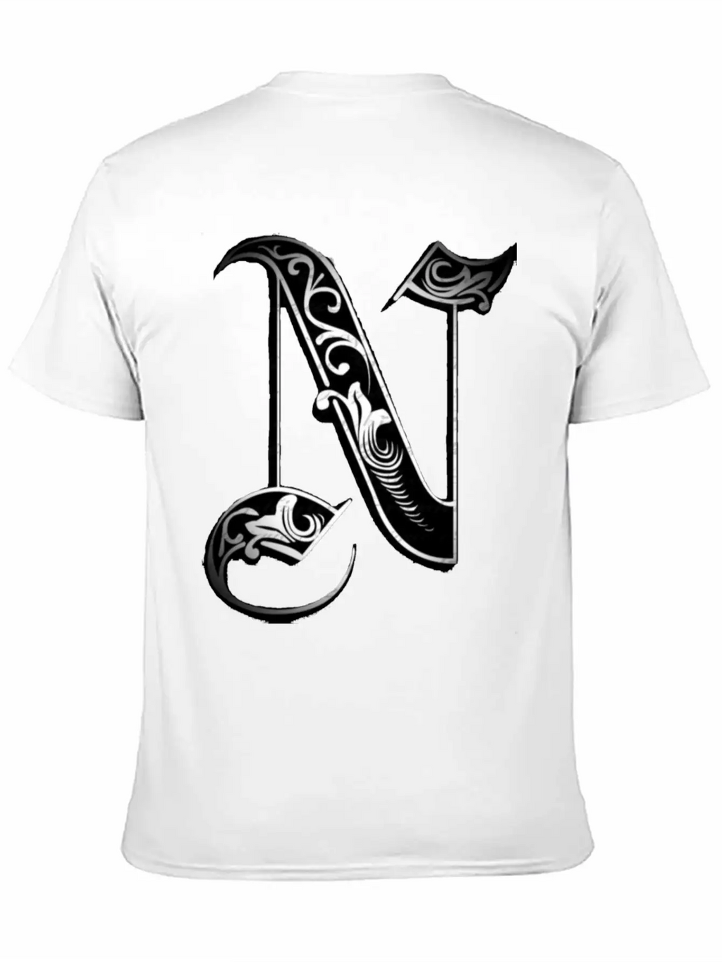 Lettering Old English Letter N Breathable Soft Cotton T-Shirt – Timeless Casual Look