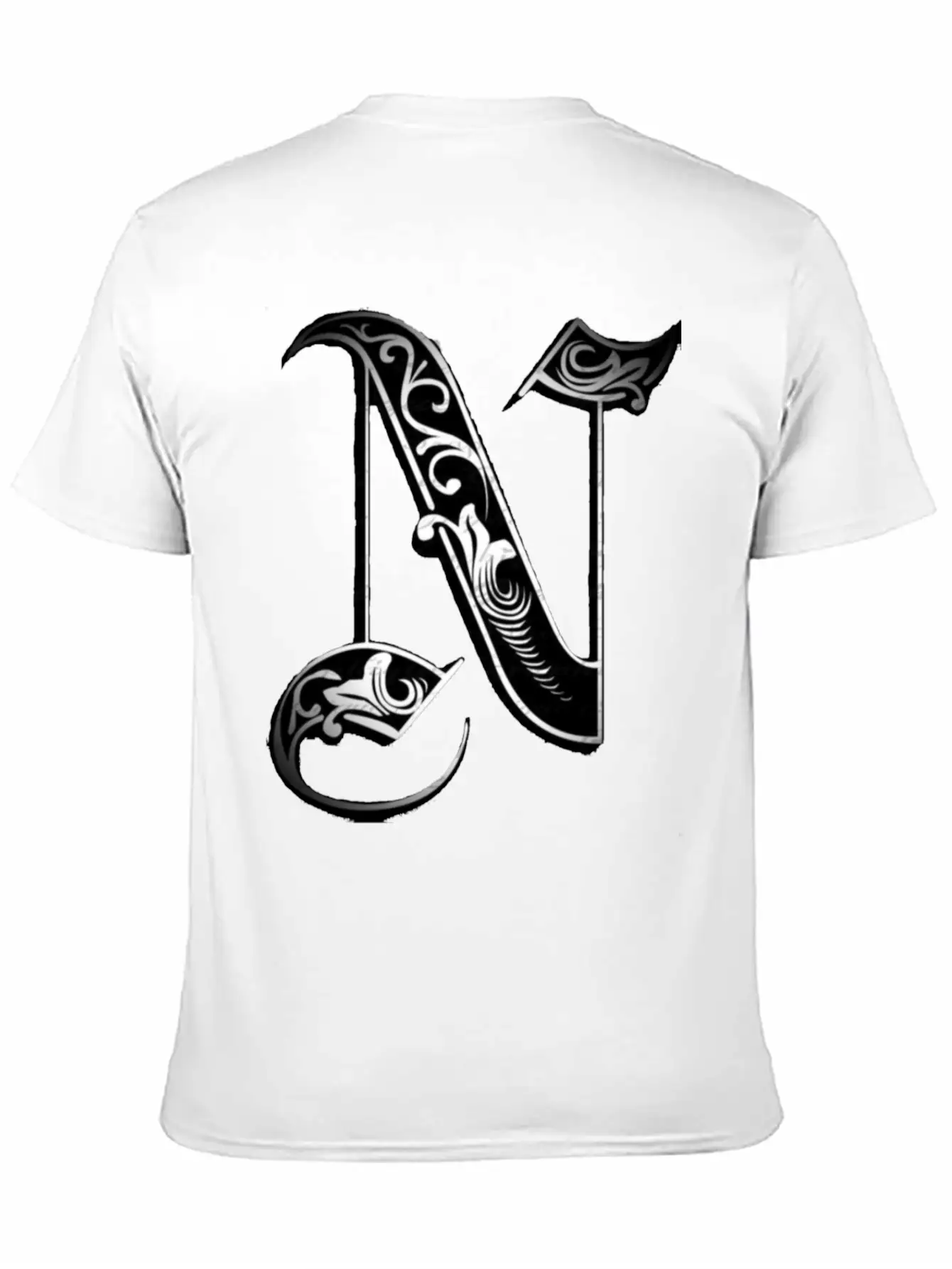 Lettering Old English Letter N Breathable Soft Cotton T-Shirt – Timeless Casual Look