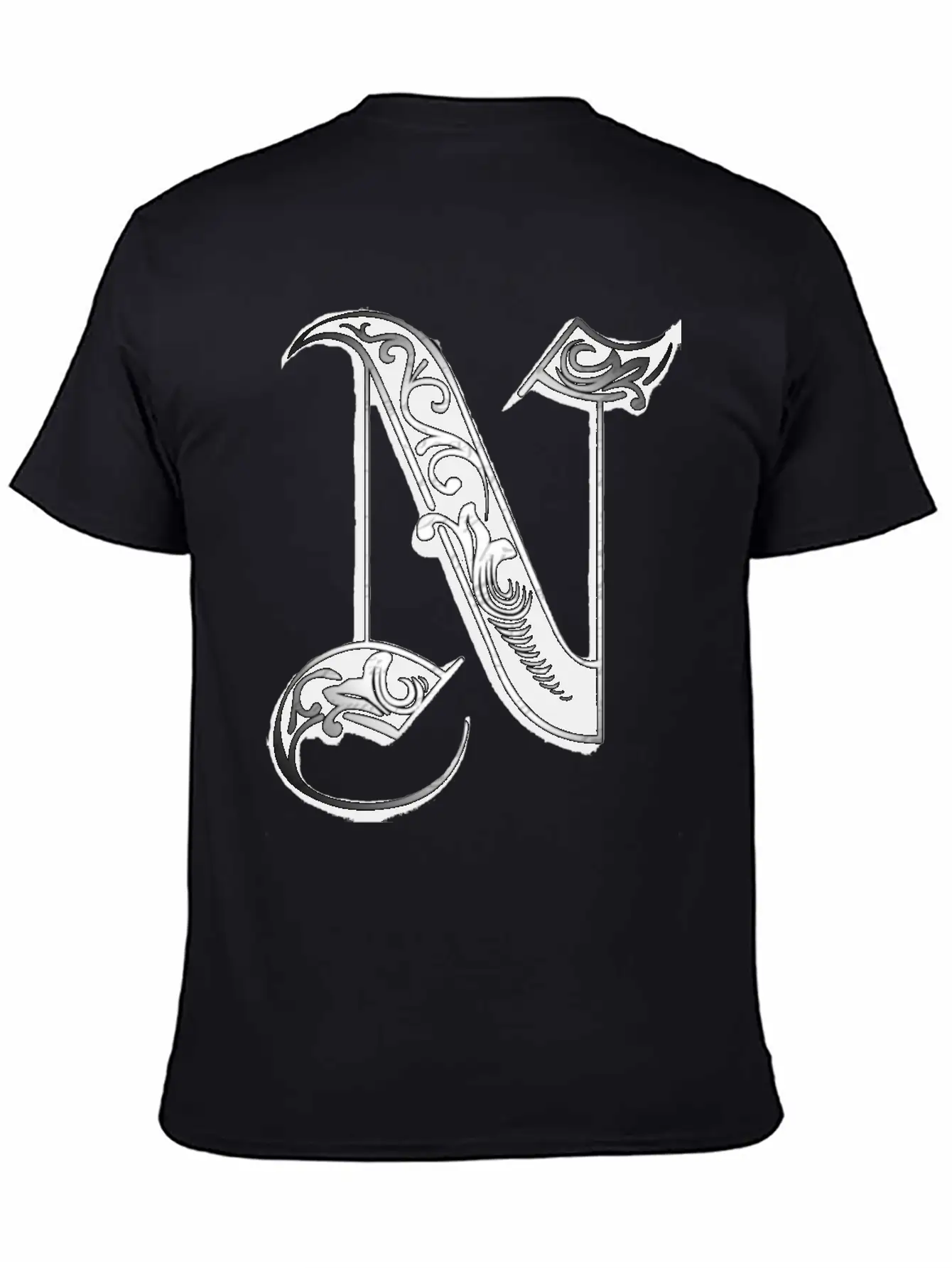Lettering Old English Letter N Breathable Soft Cotton T-Shirt – Timeless Casual Look