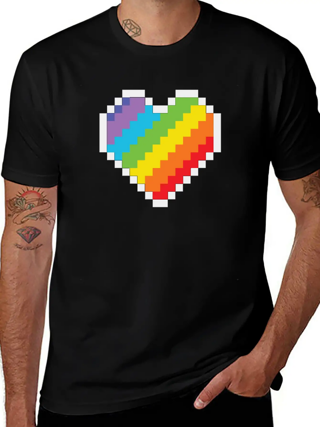 Lgbt Pride Gaymer Pixel Art Heart Basic Graphic T-Shirt – Daily Comfort In Soft Cotton