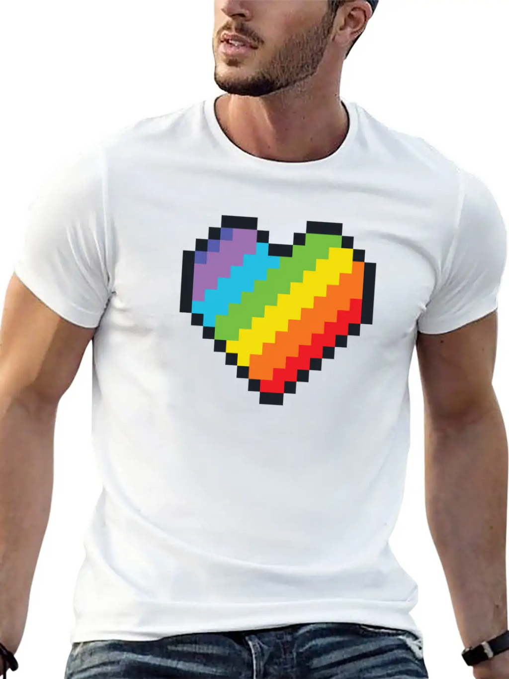 Lgbt Pride Gaymer Pixel Art Heart Basic Graphic T-Shirt – Daily Comfort In Soft Cotton