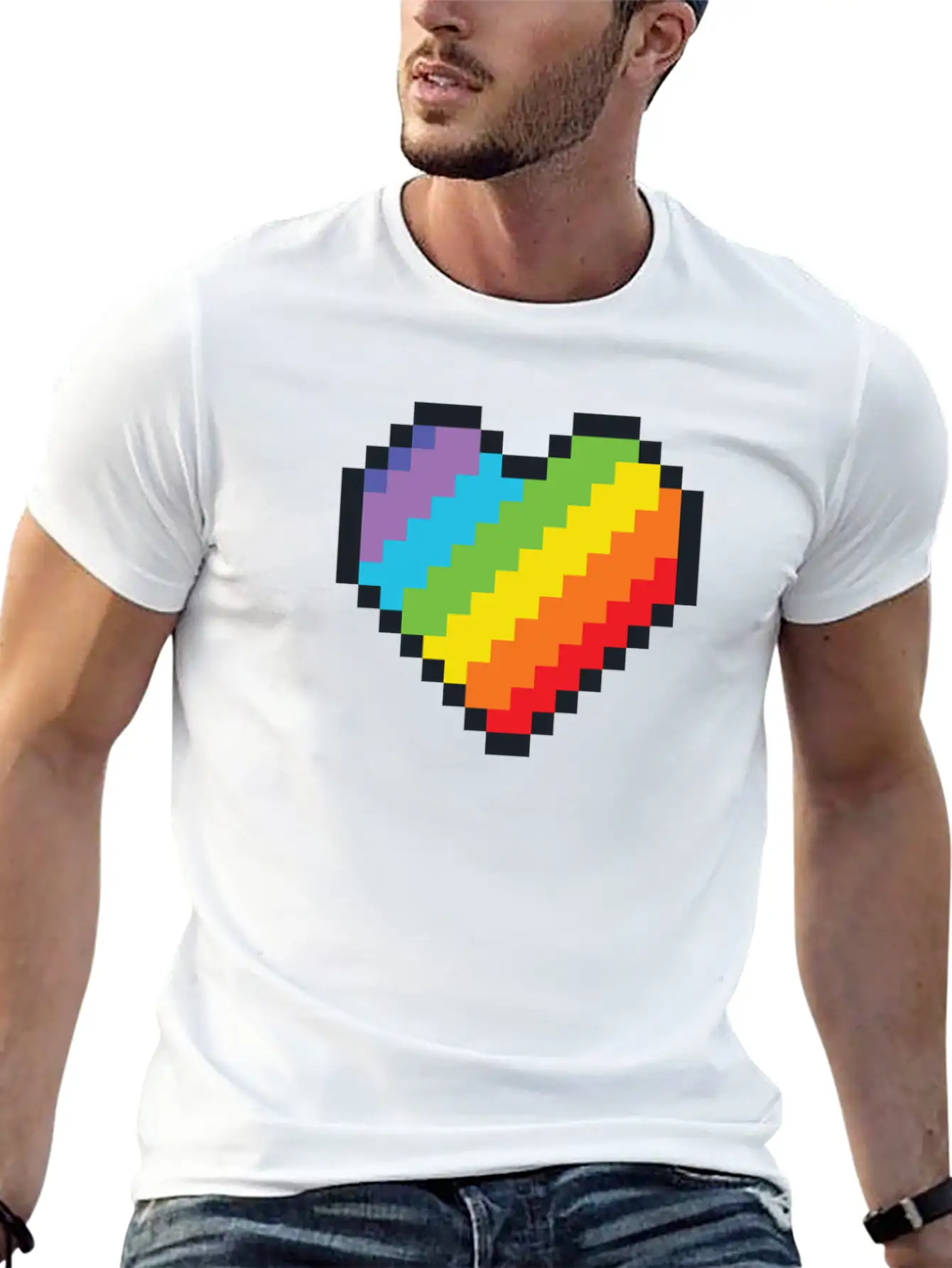 Lgbt Pride Gaymer Pixel Art Heart Basic Graphic T-Shirt – Daily Comfort In Soft Cotton