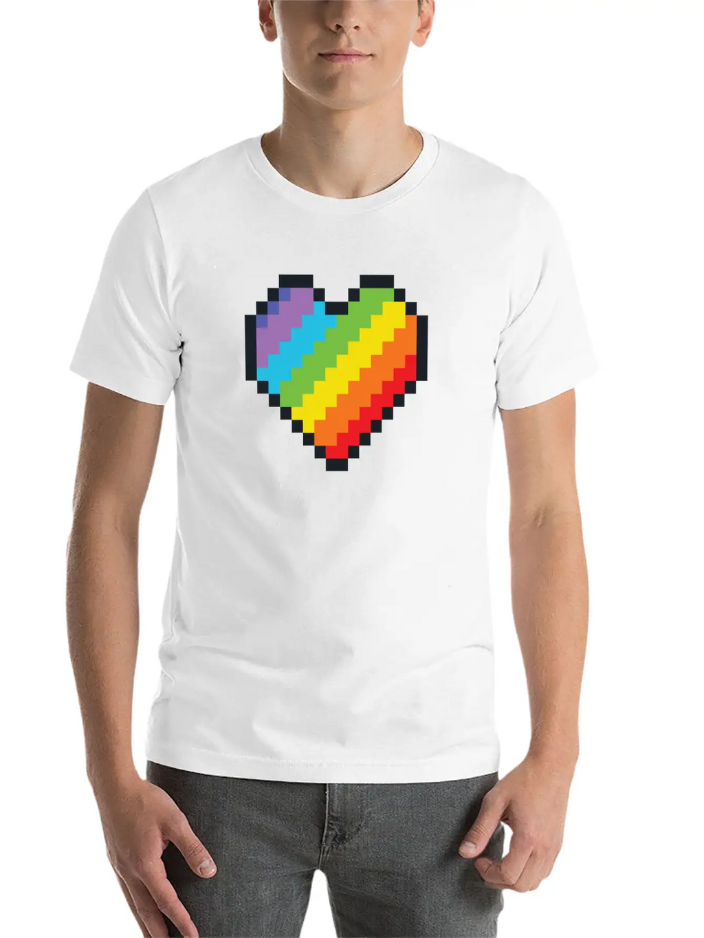 Lgbt Pride Gaymer Pixel Art Heart Basic Graphic T-Shirt – Daily Comfort In Soft Cotton
